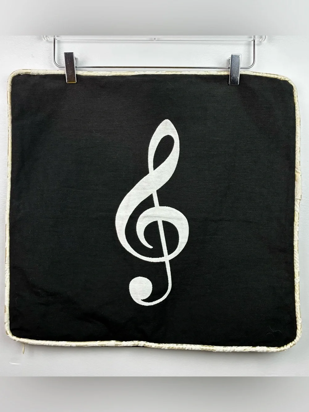 Treble Clef Musical Embroidered Throw Pillowcase